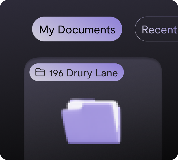 Digital file explorer showing property-specific document folders.